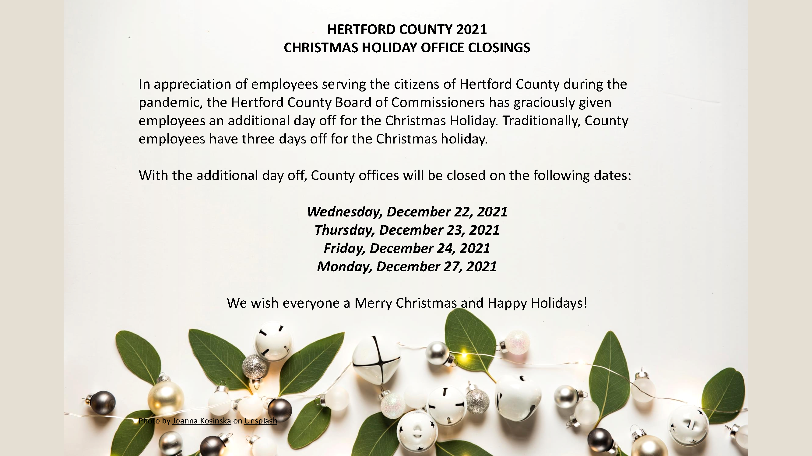 HC 2021 Holiday Closing